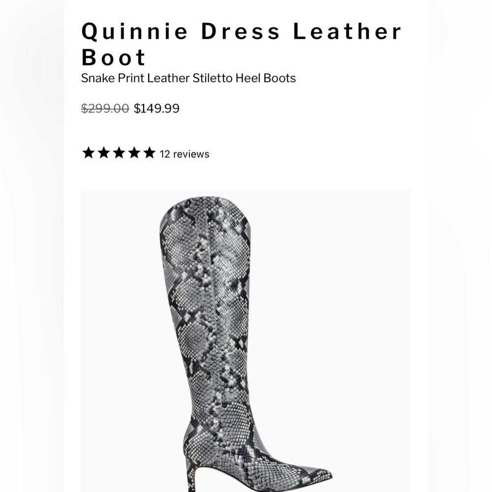 Marc Fisher Quinnie Snake Print Leather Stiletto Heel Boots